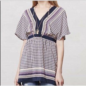 Anthropologie Meadow Rue Silk Tunic Top Scarf Blouse Dolman Sleeve S